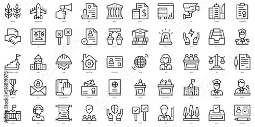 Set of thin line government Icons. Vector illustration