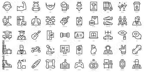 Set of thin line youth Icons. Vector illustration