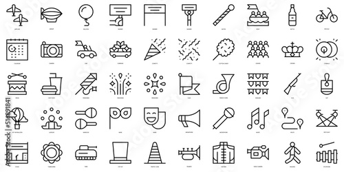Set of thin line parade Icons. Vector illustration