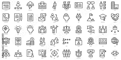 Set of thin line head hunting Icons. Vector illustration