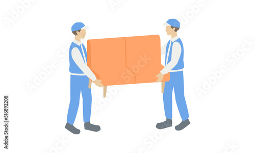 ソファを運ぶ作業スタッフのイラスト