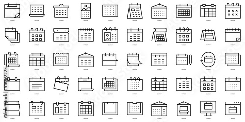 Set of thin line calendar Icons. Vector illustration