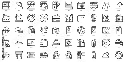 Set of thin line travel Icons. Vector illustration