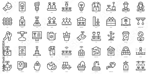 Set of thin line greenhouse Icons. Vector illustration