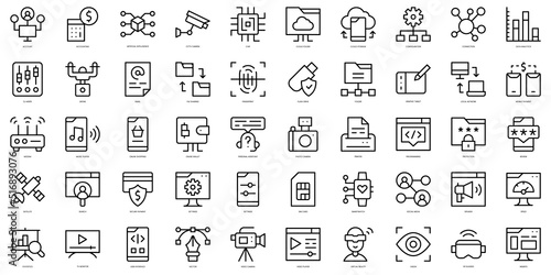 Set of thin line digital services Icons. Vector illustration