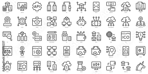 Set of thin line fintech Icons. Vector illustration