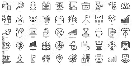Set of thin line growth hacking Icons. Vector illustration