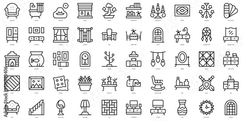 Set of thin line home decoration Icons. Vector illustration