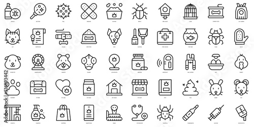 Set of thin line pets Icons. Vector illustration