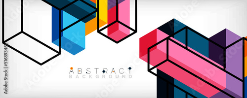 Abstract background. 3d cubes, cubic elements and blocks. Techno or business concept for wallpaper, banner, background, landing page