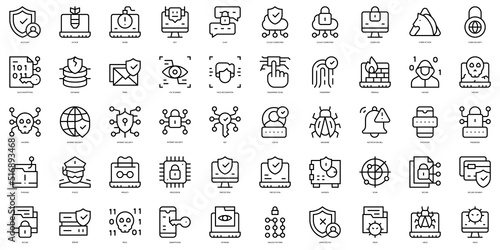 Set of thin line protection and security Icons. Vector illustration