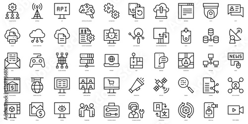 Set of thin line information services Icons. Vector illustration