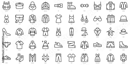Set of thin line fashion Icons. Vector illustration