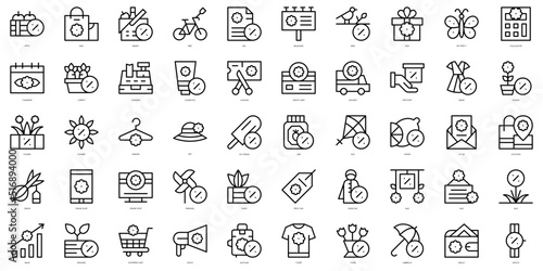 Set of thin line spring sales Icons. Vector illustration