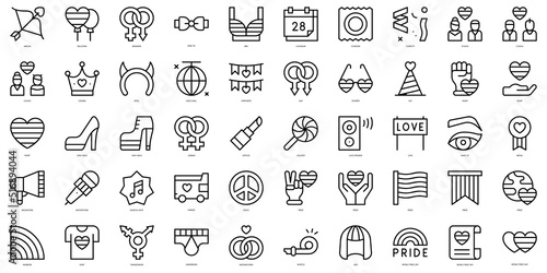 Set of thin line world pride day Icons. Vector illustration