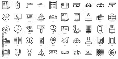 Set of thin line immigration Icons. Vector illustration