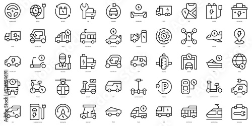 Set of thin line electric transport Icons. Vector illustration