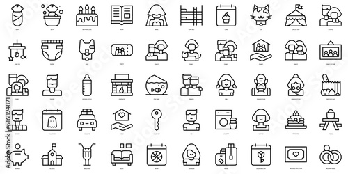 Set of thin line family life Icons. Vector illustration