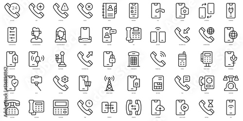Set of thin line phone Icons. Vector illustration