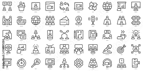 Set of thin line conference Icons. Vector illustration