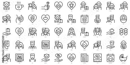 Set of thin line parents Icons. Vector illustration