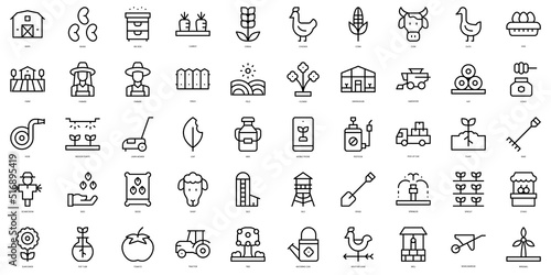 Set of thin line agriculture Icons. Vector illustration
