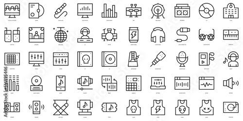Set of thin line electronic music Icons. Vector illustration