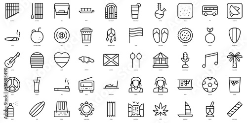 Set of thin line jamaica Icons. Vector illustration