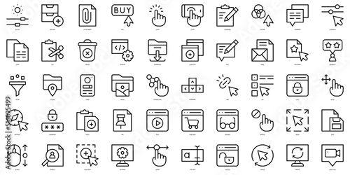 Set of thin line user actions Icons. Vector illustration