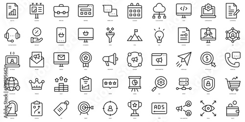 Set of thin line marketing campaign Icons. Vector illustration