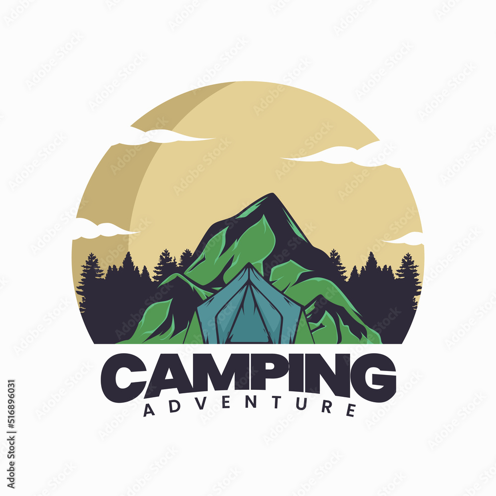 Vector illustration design with Camping trip theme. with subtle colors