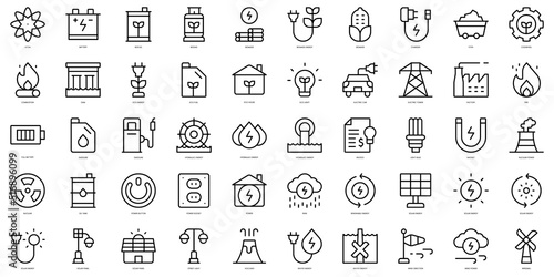 Set of thin line energy Icons. Vector illustration