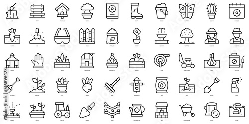 Set of thin line horticulture Icons. Vector illustration