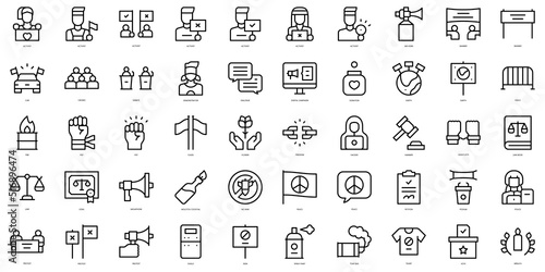 Set of thin line activism Icons. Vector illustration
