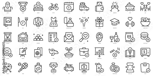 Set of thin line new year proposals Icons. Vector illustration