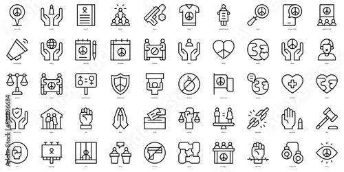 Set of thin line human rights Icons. Vector illustration