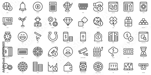 Print op canvas Set of thin line betting Icons. Vector illustration