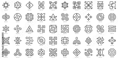 Set of thin line abstract shapes Icons. Vector illustration