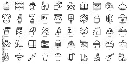 Set of thin line picnic Icons. Vector illustration