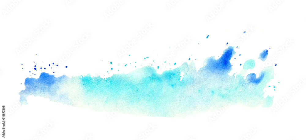 Color Splash Horizontal Sky blue watercolor illustration, fine rain splash horizontal white ...