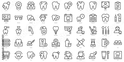 Set of thin line dentist Icons. Vector illustration