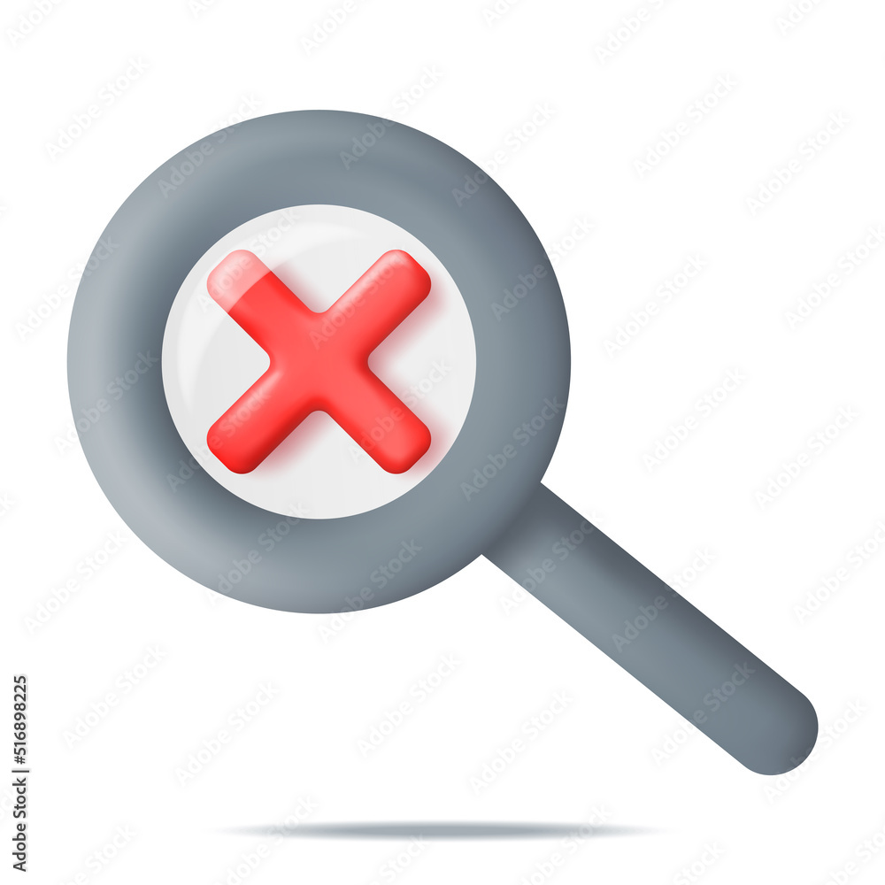 3D Magnifying Glass and Check Mark Isolated 3D Magnifying Glass and Check Mark Isolated