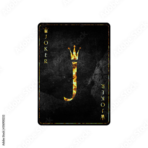Joker, grunge card isolated on white background. Playing cards. Design element.
