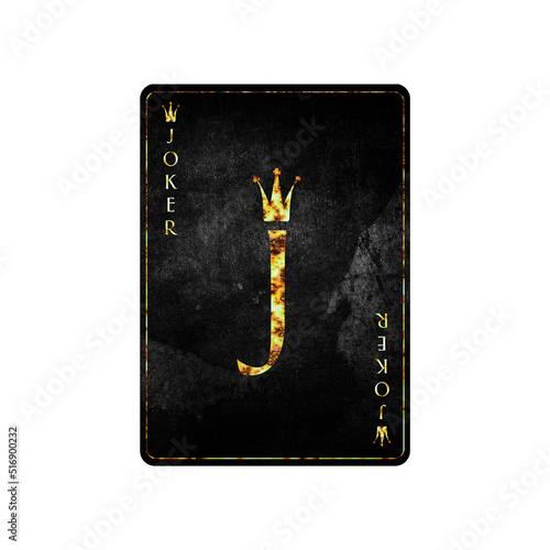 Joker, grunge card isolated on white background. Playing cards. Design element.