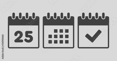 Vector icon page calendar number 25, agenda, done