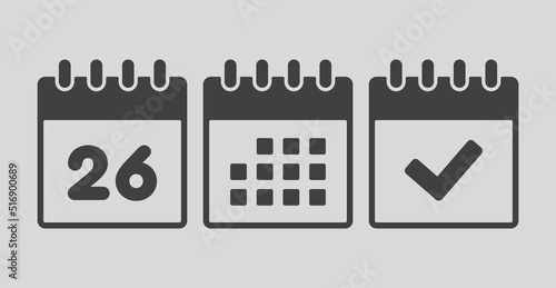 Vector icon page calendar number 26, agenda, done