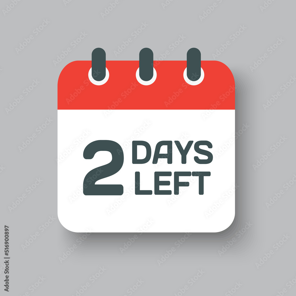 Countdown daily page calendar icon - 2 days left Countdown daily page calendar icon - 2 days left