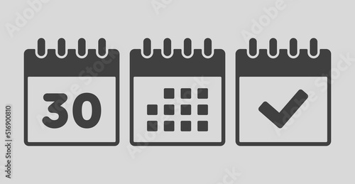 Vector icon page calendar number 30, agenda, done