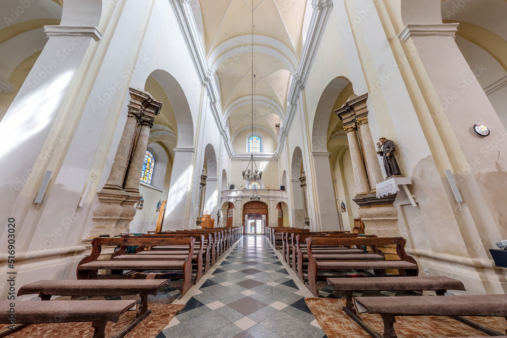 interior dome and looking up into a old gothic catholic  church ceiling