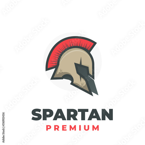 Spartan helmet cartoon illustration logo